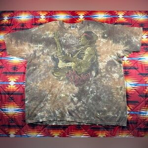 Vintage T-Shirt Jimi Hendrix 2XL Liquid Blue Gray Tag Y2K Freedom Tie Dye Brown